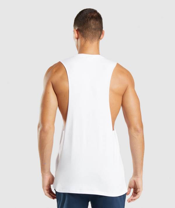 Panske Tielko Gymshark Central Drop Arm Biele | OC8072314